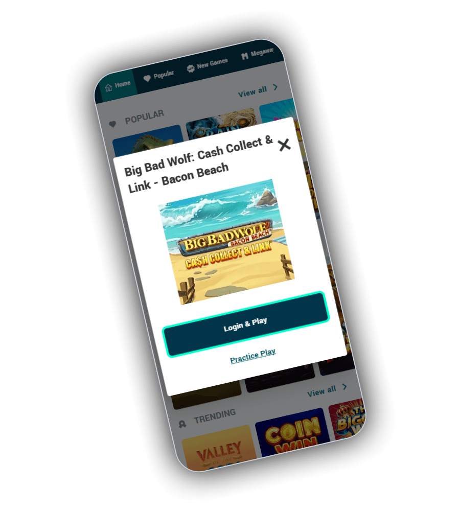 Howzit Casino mobile app interface on a phone screen